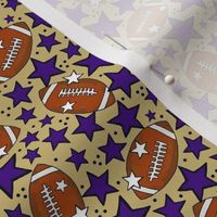 Small Scale Team Spirit Footballs and Stars in JMU James Madison University Colors Regal Purple and Gold