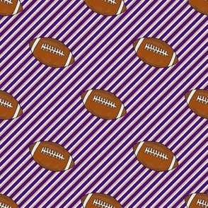 Smaller Scale Team Spirit Football Diagonal Sporty Stripes in JMU James Madison University Colors Regal Purple and Gold