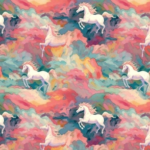 unicorn dreamscape inspired by claude monet