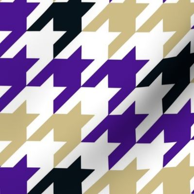 Large Scale Team Spirit Football Houndstooth in JMU James Madison University Colors Regal Purple and Gold