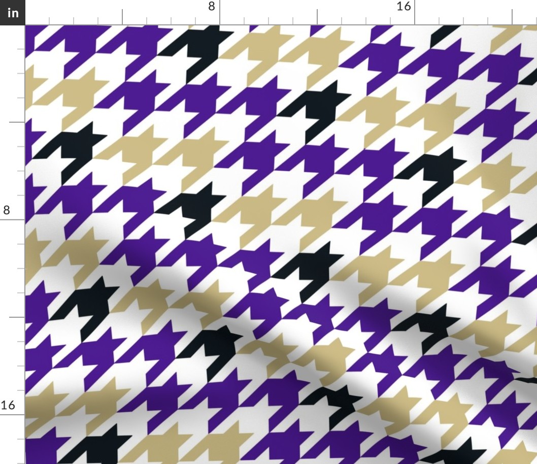 Large Scale Team Spirit Football Houndstooth in JMU James Madison University Colors Regal Purple and Gold