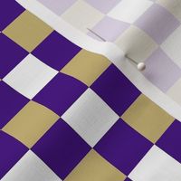 Small Scale Team Spirit Football Bold Checkerboard in JMU James Madison University Colors Regal Purple and Gold