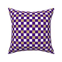 Small Scale Team Spirit Football Bold Checkerboard in JMU James Madison University Colors Regal Purple and Gold