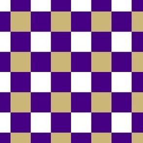 Small Scale Team Spirit Football Bold Checkerboard in JMU James Madison University Colors Regal Purple and Gold