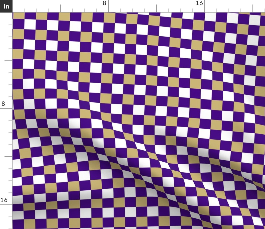 Small Scale Team Spirit Football Bold Checkerboard in JMU James Madison University Colors Regal Purple and Gold