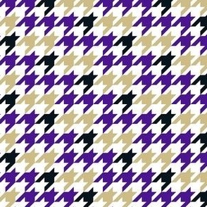 Small Scale Team Spirit Football Houndstooth in JMU James Madison University Colors Regal Purple and Gold