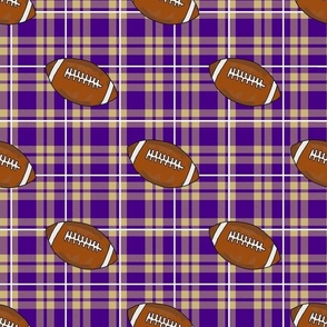 Bigger Scale Team Spirit Football Plaid in JMU James Madison University Colors Regal Purple and Gold