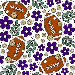 Large Scale Team Spirit Football Floral in JMU James Madison University Colors Regal Purple and Gold