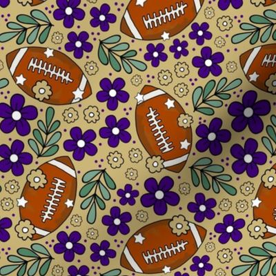Medium Scale Team Spirit Football Floral in JMU James Madison University Colors Regal Purple and Gold
