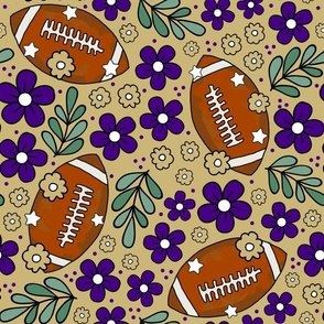 Large Scale Team Spirit Football Floral in JMU James Madison University Colors Regal Purple and Gold