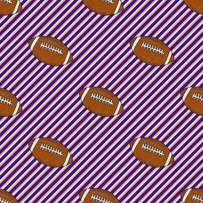 Bigger Scale Team Spirit Football Diagonal Sporty Stripes in JMU James Madison University Colors Regal Purple and Gold