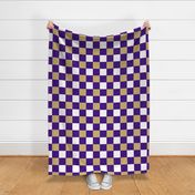 Large Scale Team Spirit Football Bold Checkerboard in JMU James Madison University Colors Regal Purple and Gold