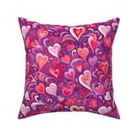 love blooms in red and pink and purple hearts
