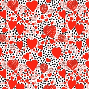 the hearts and polka dots of love and romance