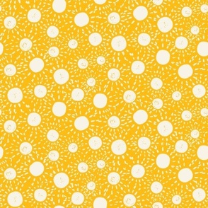 Cheerful Sunburst Polka Dot on Sunny Yellow