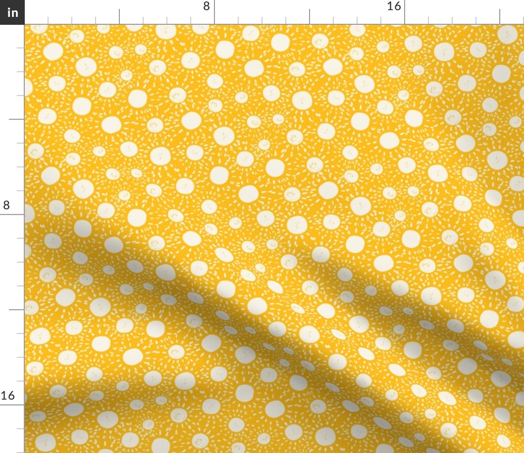 Cheerful Sunburst Polka Dot on Sunny Yellow