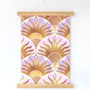 Apricity Winter Sunset in gold, metallic copper, purple and pink | Extra large