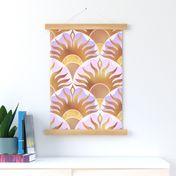 Apricity Winter Sunset in gold, metallic copper, purple and pink | Extra large