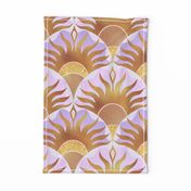 Apricity Winter Sunset in gold, metallic copper, purple and pink | Extra large