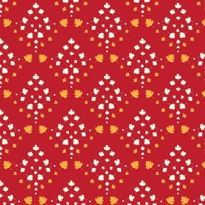 Christmas Festive Hawthorn Damask in red