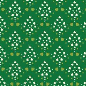 Christmas Festive Hawthorn Damask in green