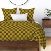 distressed checkerboard 70s green and brown