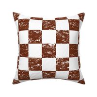 distressed checkerboard white and brown