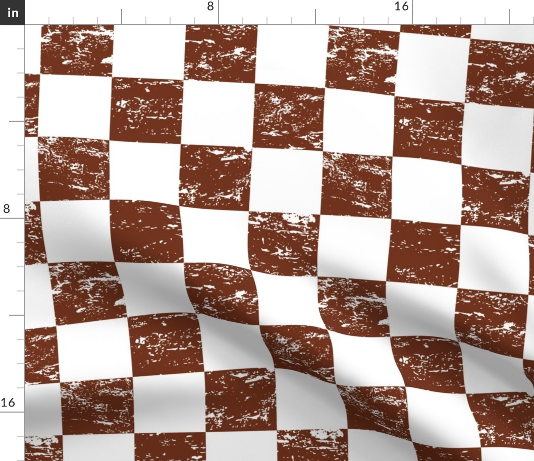 distressed checkerboard white and brown