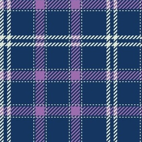 Tricolour Plaid - Scottish purple, willow and night sky navy - medium scale