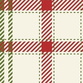 Tricolour Plaid - Christmas red, green and ivory - large scale