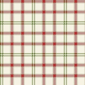 Tricolour Plaid - Christmas red, green and ivory - small scale