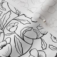 Floral Breeze - White Black Floral Outline Small