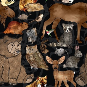 Woodsy Woodland Friends (Black large scale)   