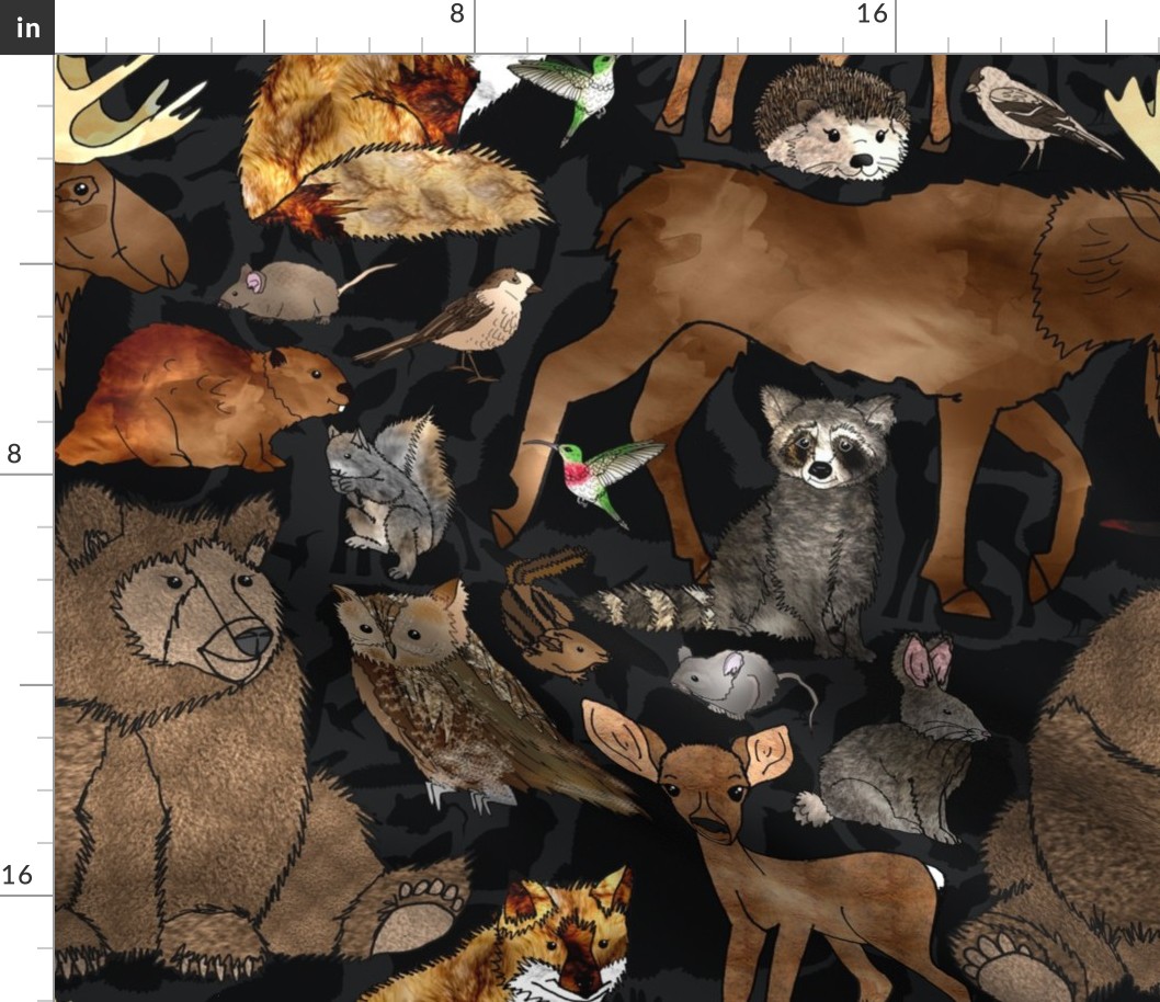 Woodsy Woodland Friends (Black large scale)   