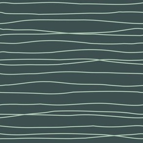 Minimalist sage green  lines on dark green, hand drawn wiggly stripes, MEDIUM, 2-3 lines per inch