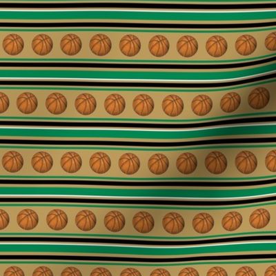 Small Scale Team Spirit Basketball Sporty Stripes in Boston Celtics Colors Gold Green Black