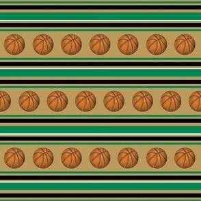 Small Scale Team Spirit Basketball Sporty Stripes in Boston Celtics Colors Gold Green Black