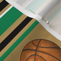Large Scale Team Spirit Basketball Sporty Stripes in Boston Celtics Colors Gold Green Black