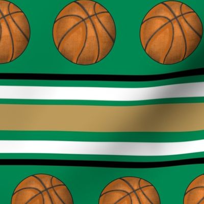 Large Scale Team Spirit Basketball Sporty Stripes in Boston Celtics Colors Gold Green Black