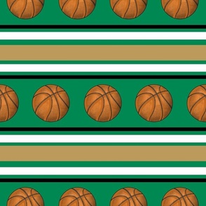 Large Scale Team Spirit Basketball Sporty Stripes in Boston Celtics Colors Gold Green Black