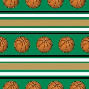 Medium Scale Team Spirit Basketball Sporty Stripes in Boston Celtics Colors Gold Green Black