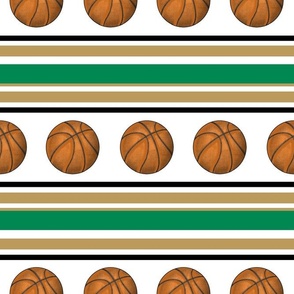 Large Scale Team Spirit Basketball Sporty Stripes in Boston Celtics Colors Gold Green Black