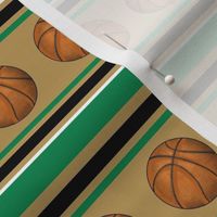 Medium Scale Team Spirit Basketball Sporty Stripes in Boston Celtics Colors Gold Green Black 