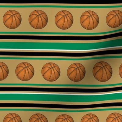 Medium Scale Team Spirit Basketball Sporty Stripes in Boston Celtics Colors Gold Green Black 