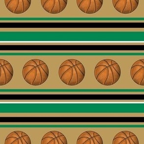 Medium Scale Team Spirit Basketball Sporty Stripes in Boston Celtics Colors Gold Green Black 