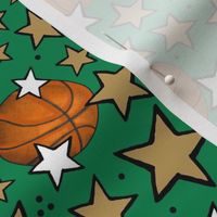 Medium Scale Team Spirit Basketball with Stars in Boston Celtics Colors Gold and Green