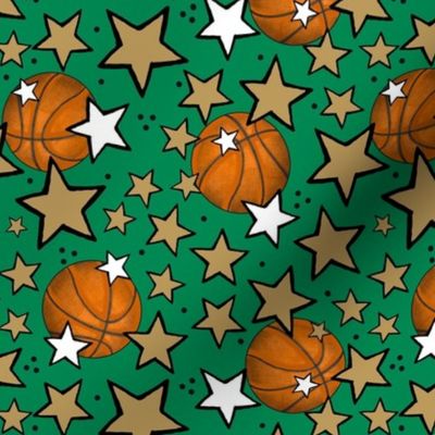 Medium Scale Team Spirit Basketball with Stars in Boston Celtics Colors Gold and Green