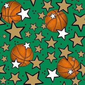Medium Scale Team Spirit Basketball with Stars in Boston Celtics Colors Gold and Green