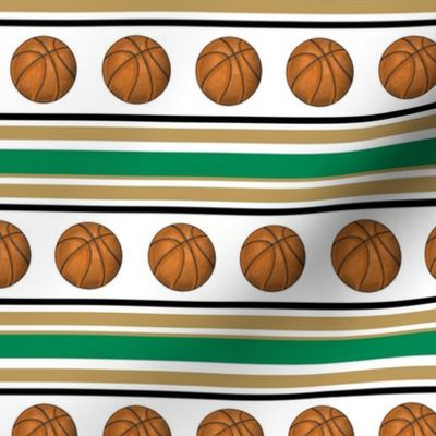 Medium Scale Team Spirit Basketball Sporty Stripes in Boston Celtics Colors Gold Green Black