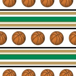 Medium Scale Team Spirit Basketball Sporty Stripes in Boston Celtics Colors Gold Green Black